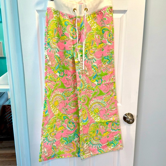 Lilly Pulitzer Pants - Lilly Pulitzer Multicolored Chin Chin Printed Linen Beach Pants 🦄 🦄 🦄 🐘🐒